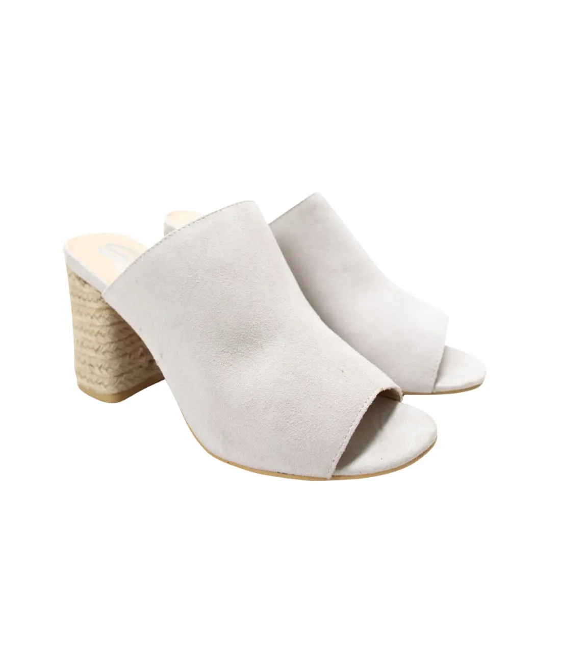 Suede Open Toe Mules in Iced Grey