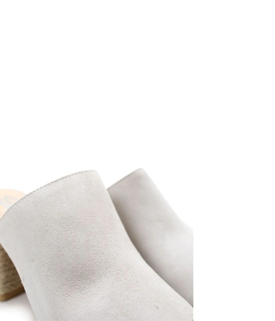 Suede Open Toe Mules in Iced Grey