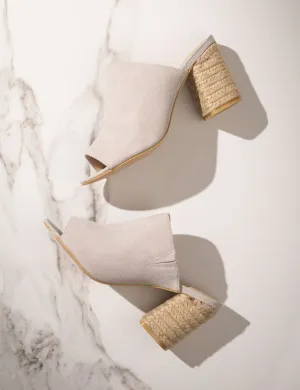 Suede Open Toe Mules in Iced Grey