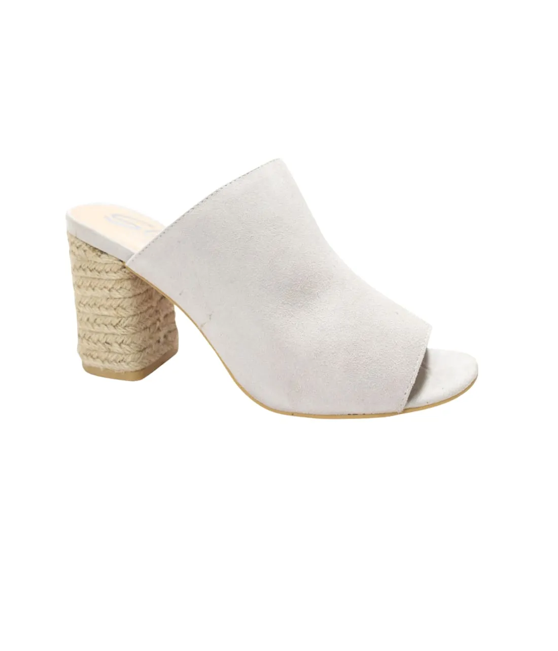 Suede Open Toe Mules in Iced Grey