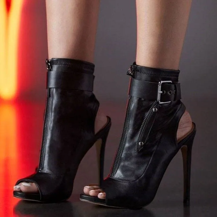Summer Ankle Boots High Heels Women Shoes Peep Toe Sexy Lady Chelsea Boots Party Thin Heeled Shoes Size 35-40