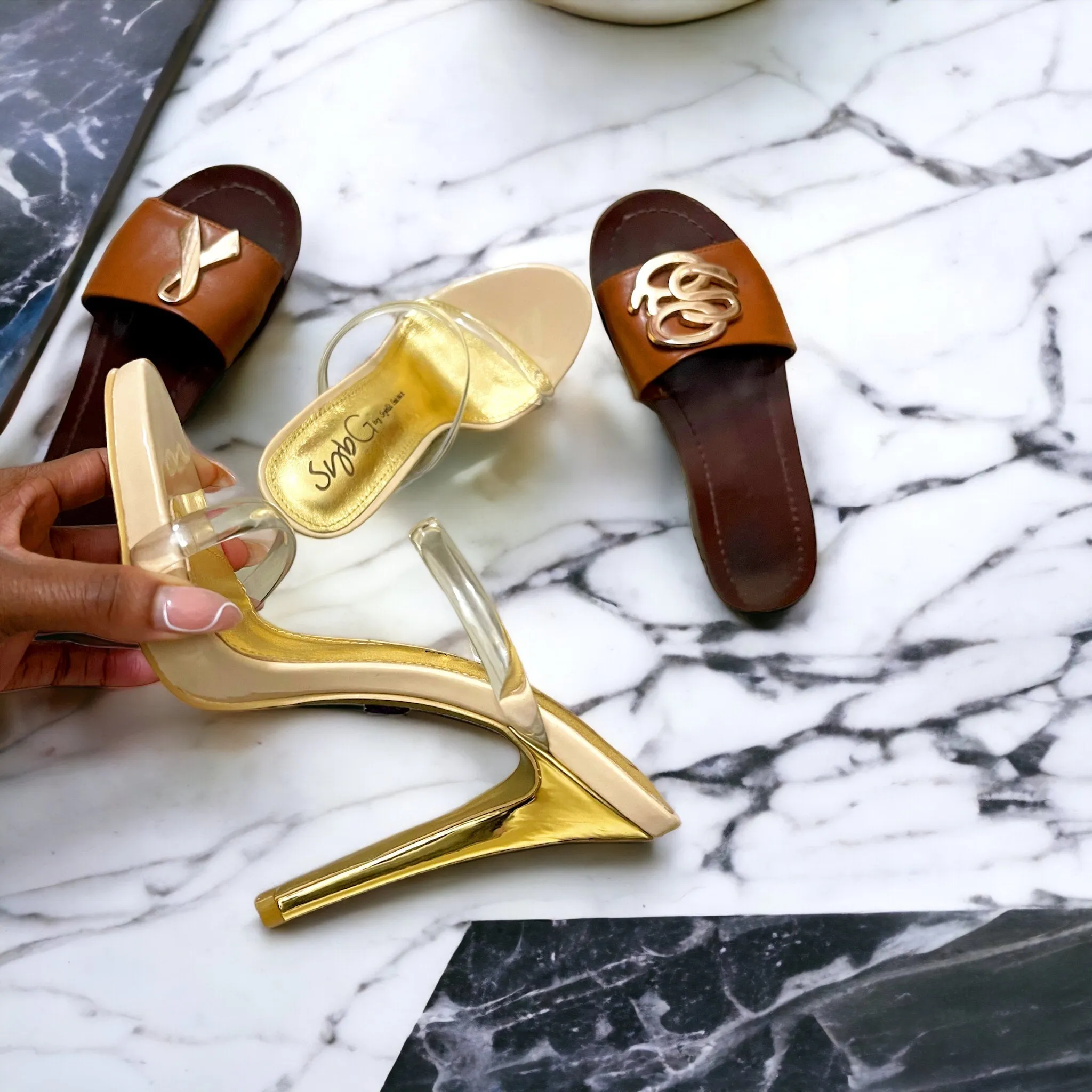 SybgCo Clear Nude On a Pedestal Mules Sandals (RUNS SMALL)