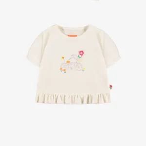 T-shirt crème avec illustration, bébé||Cream T-shirt with illustration, baby