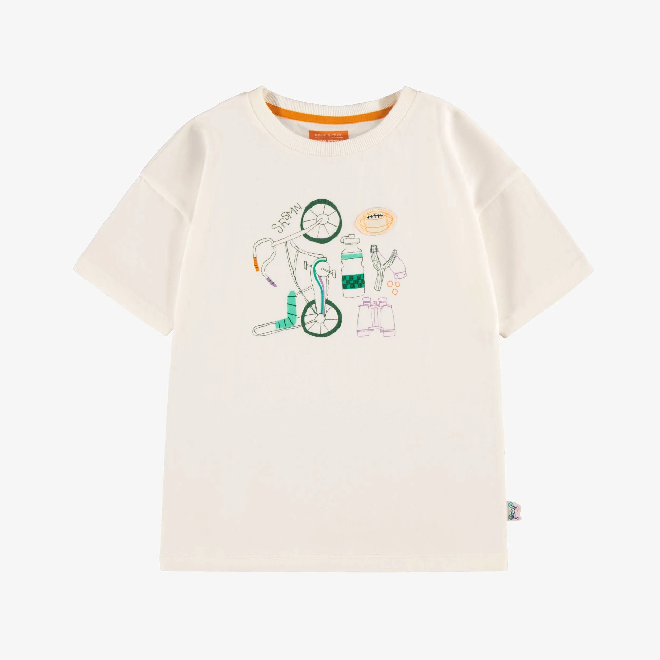 T-shirt crème avec illustration, enfant||Cream T-shirt with illustration, child
