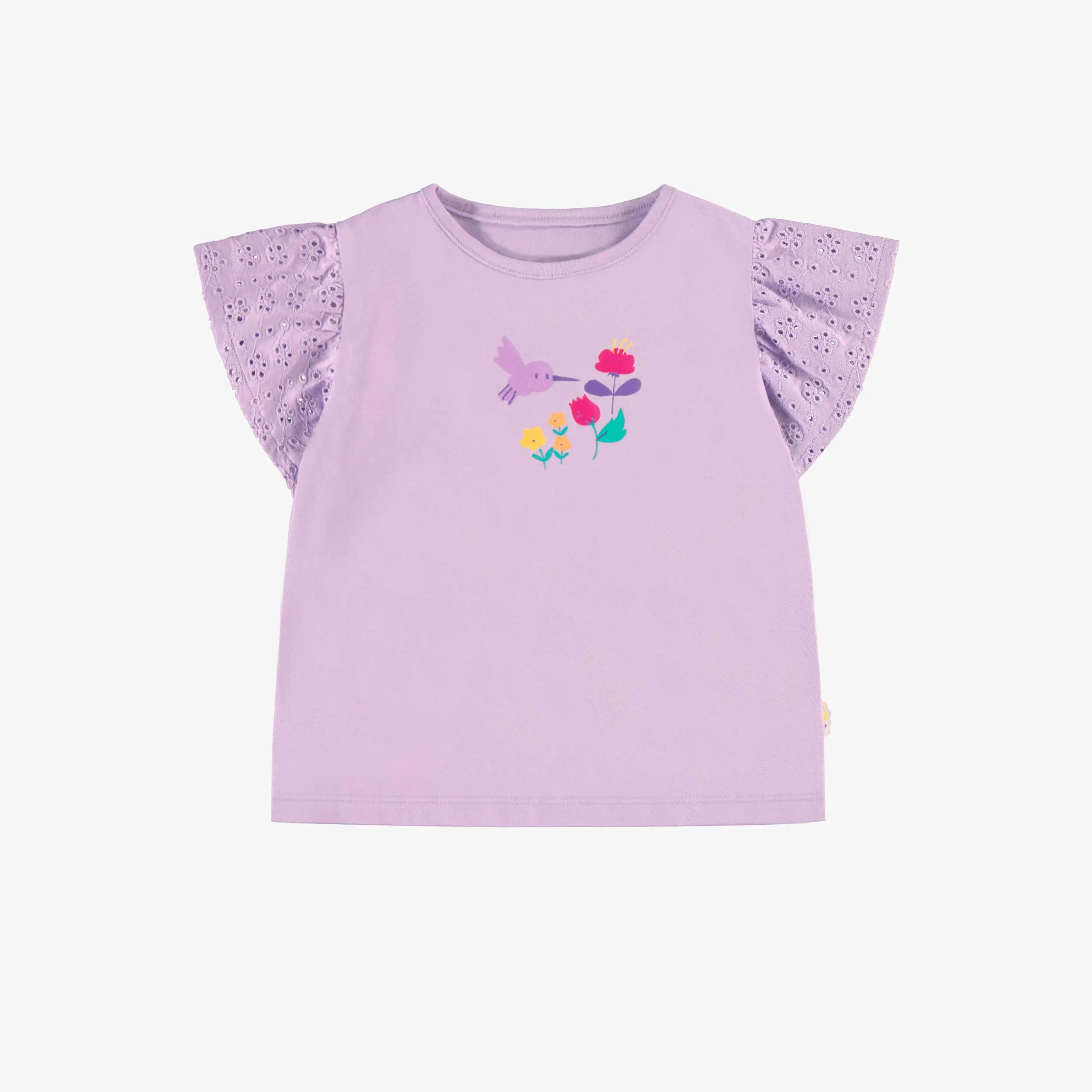 T-shirt mauve avec illustration, bébé||Purple T-shirt with illustration, baby