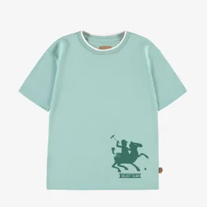 T-shirt turquoise avec illustration, enfant || Turquoise T-shirt with illustration, child