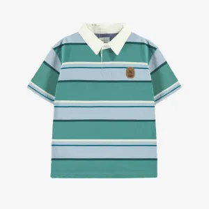T-shirt turquoise, bleu et blanc à rayures, enfant || Turquoise, blue and white t-shirt with stripes, child