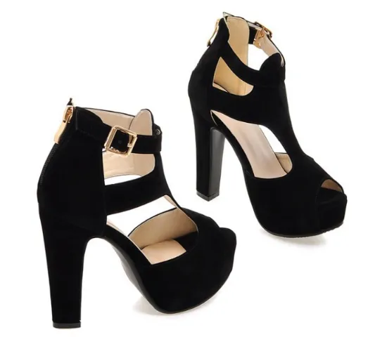 T Strap Platform Sandals High Heels Shoes Woman 6217