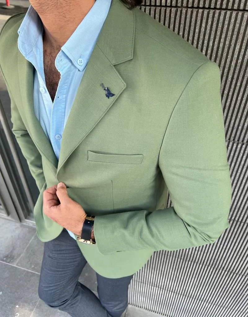 Tampa Green Slim Fit Wool Blazer - Elevate Your Wardrobe