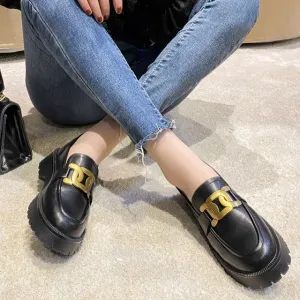 Thick-soled Ladies Sneakers Genuine Leather