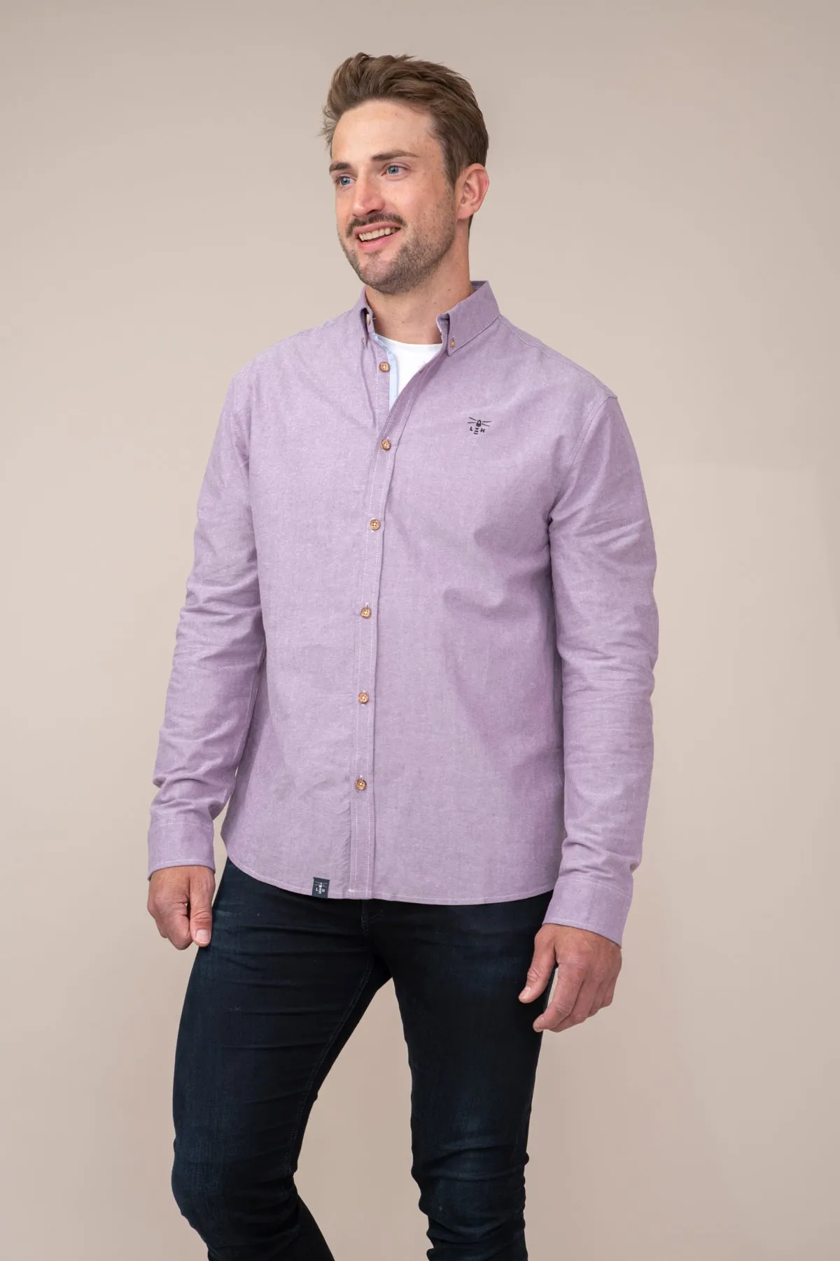 Tide Mens Oxford Shirt - Grape Chambray