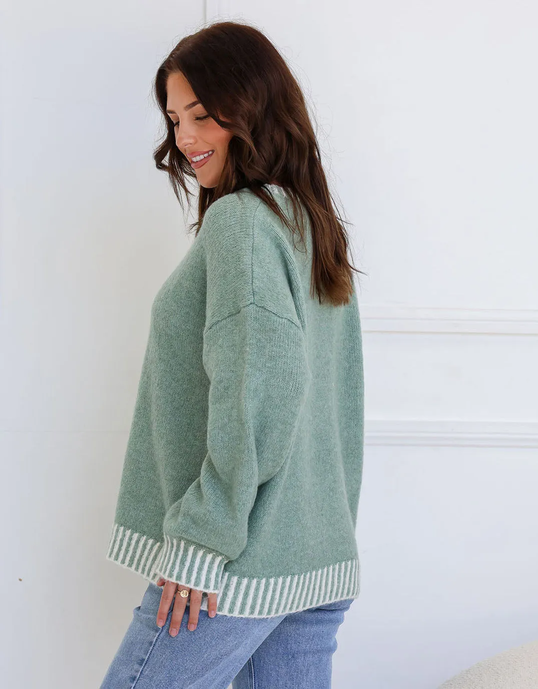 Tilly Wool Blend Crew Neck Knit - Sage