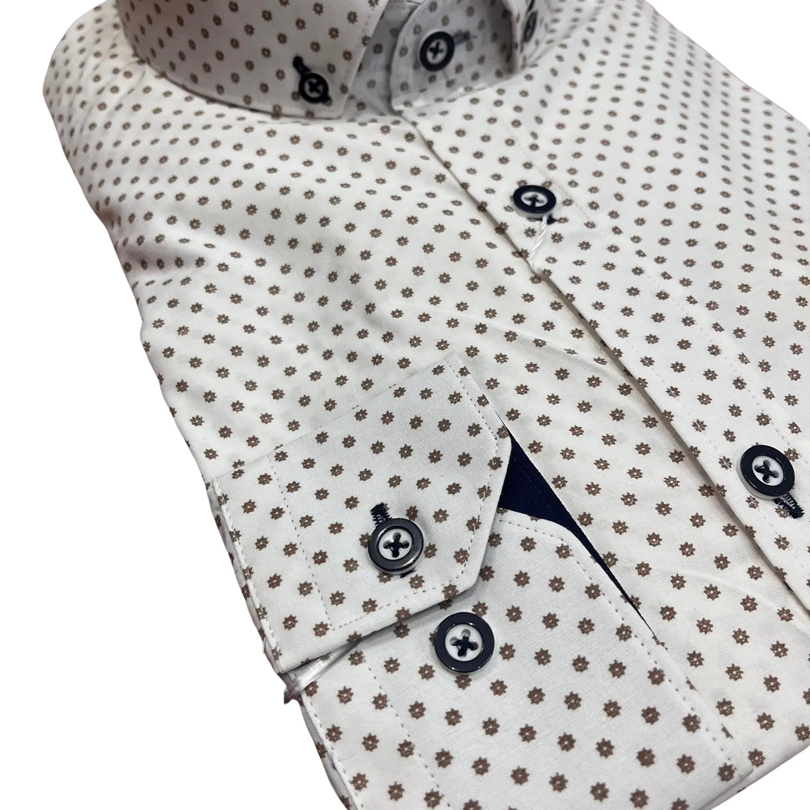 Tom Penn Long Sleeve Shirt Print Taupe