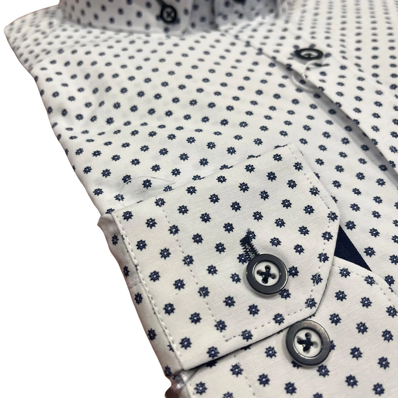 Tom Penn Long Sleeve Shirt Print White Navy