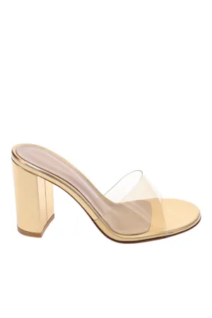 Transparent Metal Block Mule Sandal