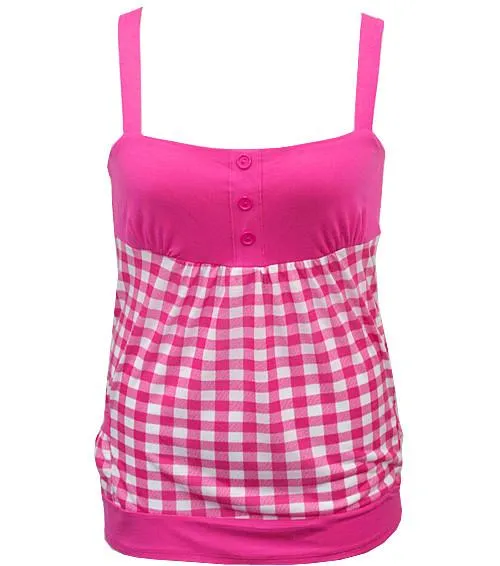 Trendy Plaid Pink Tank Top