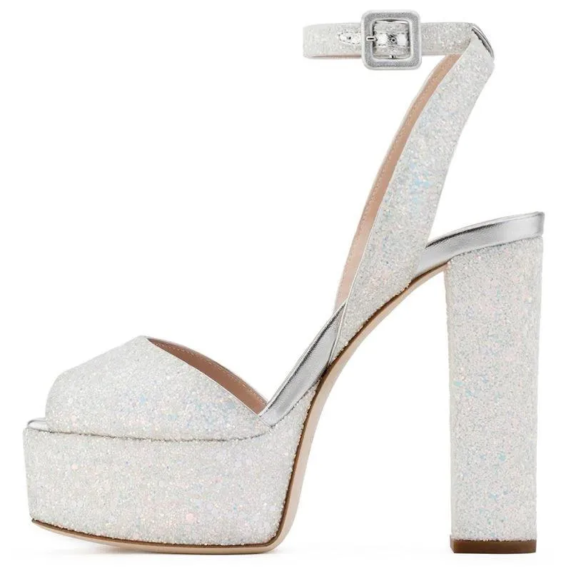 Tucomosi Peep Toe Ankle Strap Platform Sandals