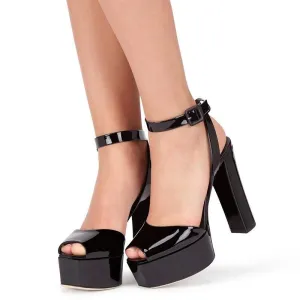 Tucomosi Peep Toe Ankle Strap Platform Sandals