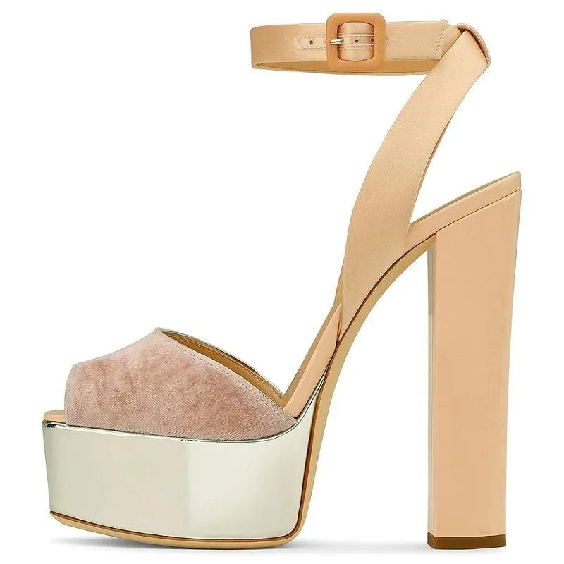 Tucomosi Peep Toe Ankle Strap Platform Sandals