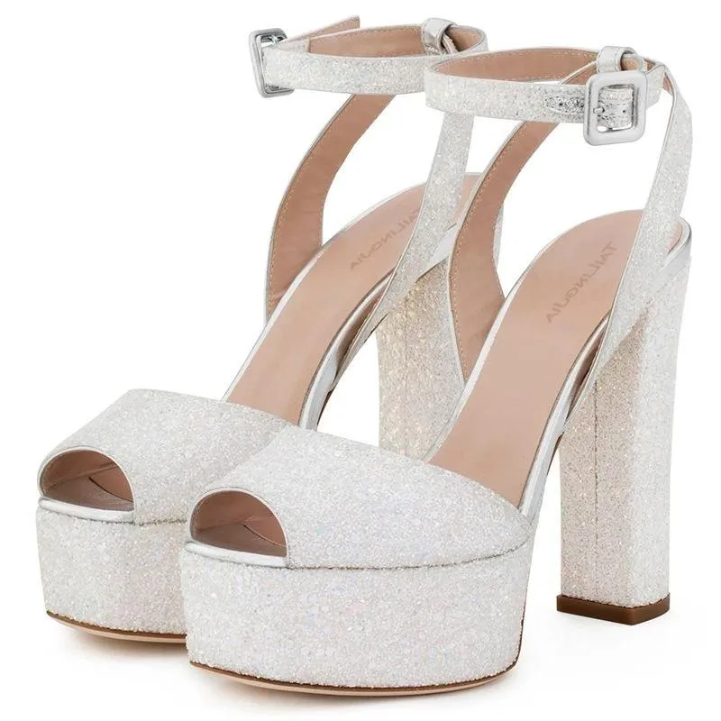 Tucomosi Peep Toe Ankle Strap Platform Sandals