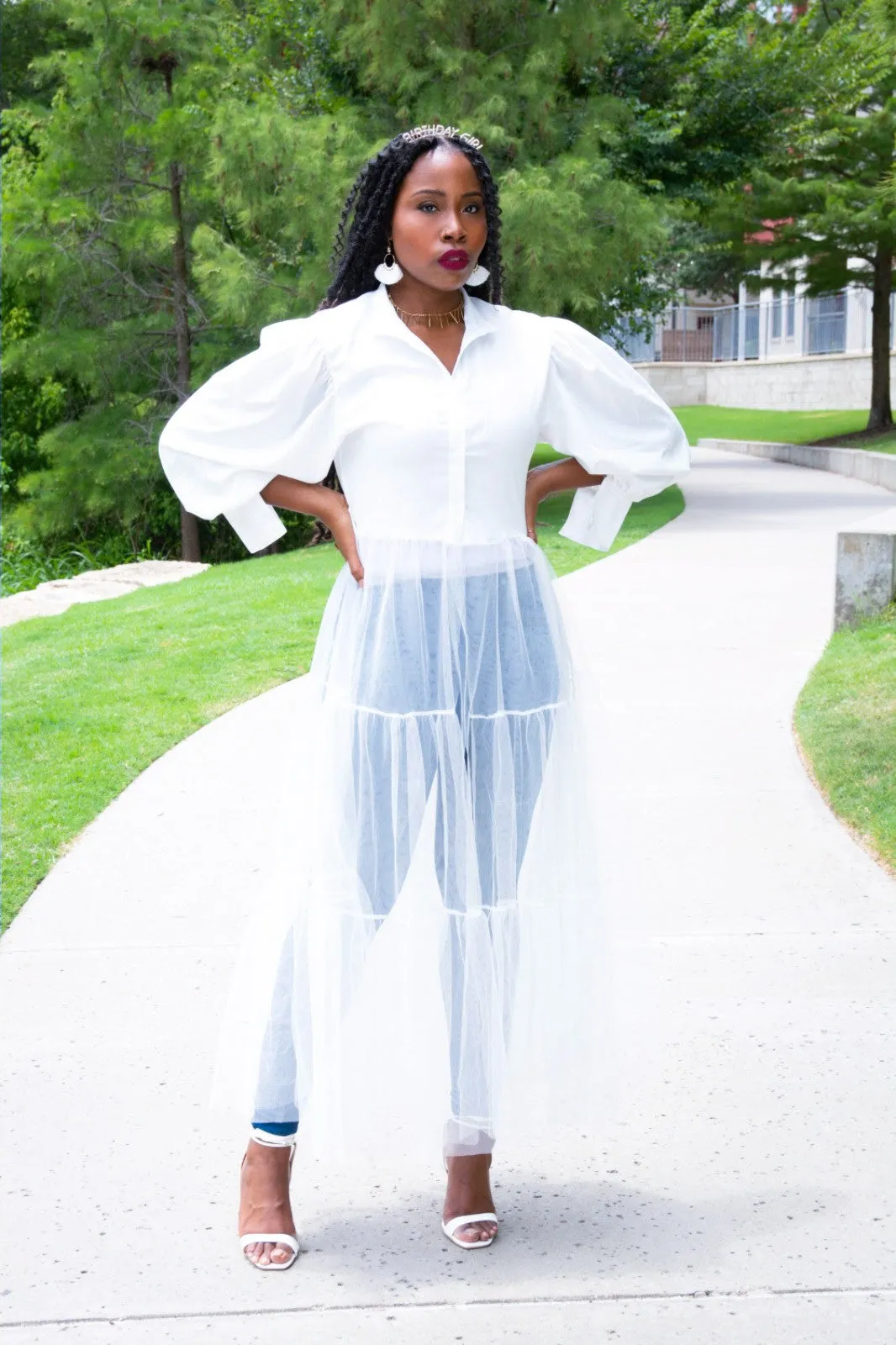 Tulle Shirt Dress