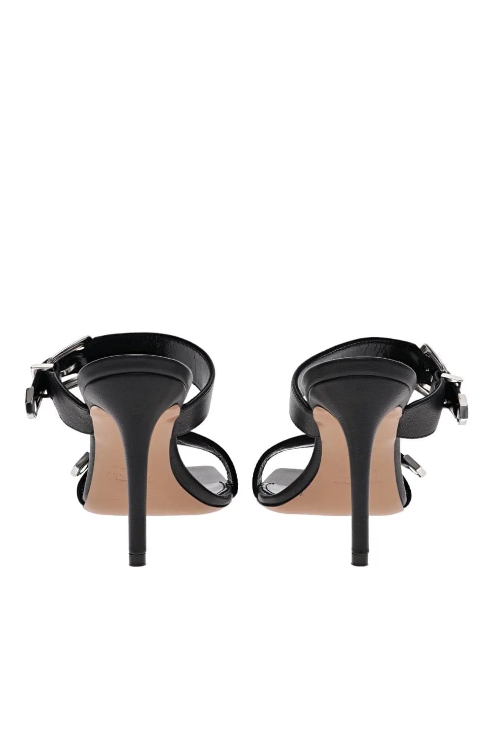 Ursula Black Leather Buckles Mules