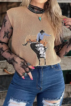 Vintage Cowboy Sleeveless Sweater Vest
