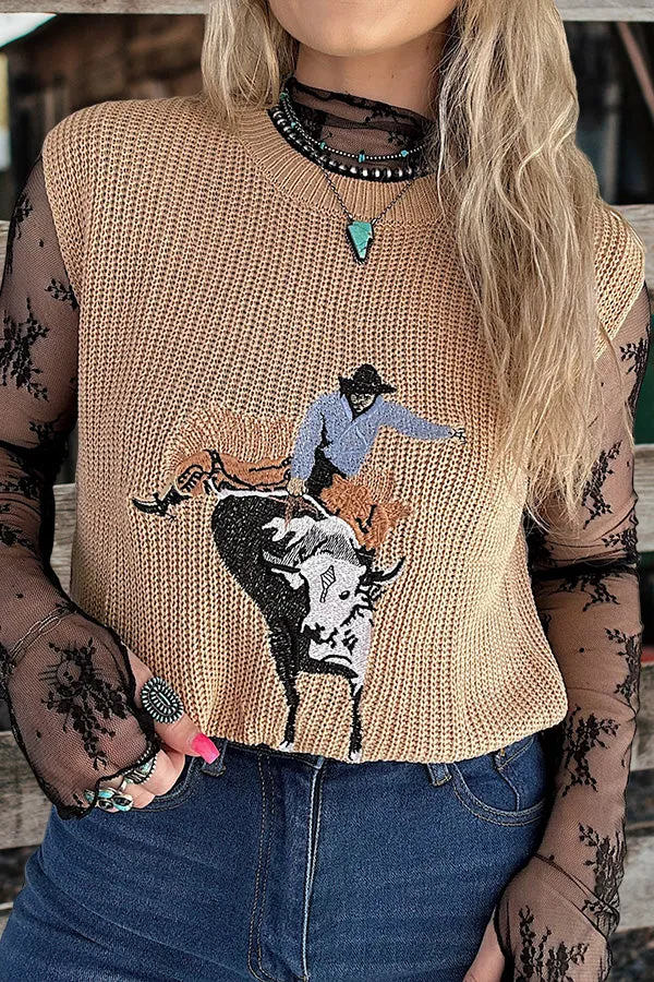 Vintage Cowboy Sleeveless Sweater Vest