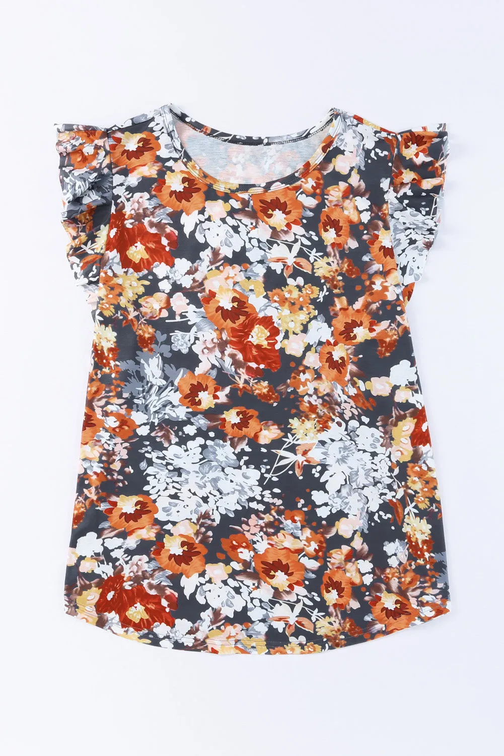 Vintage Floral Flutter Sleeve Plus Top