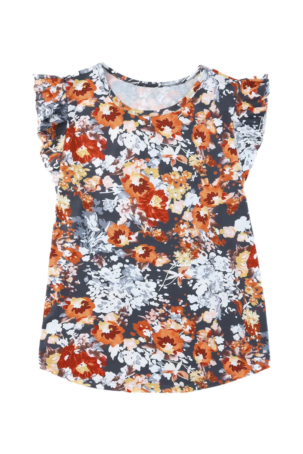 Vintage Floral Flutter Sleeve Plus Top