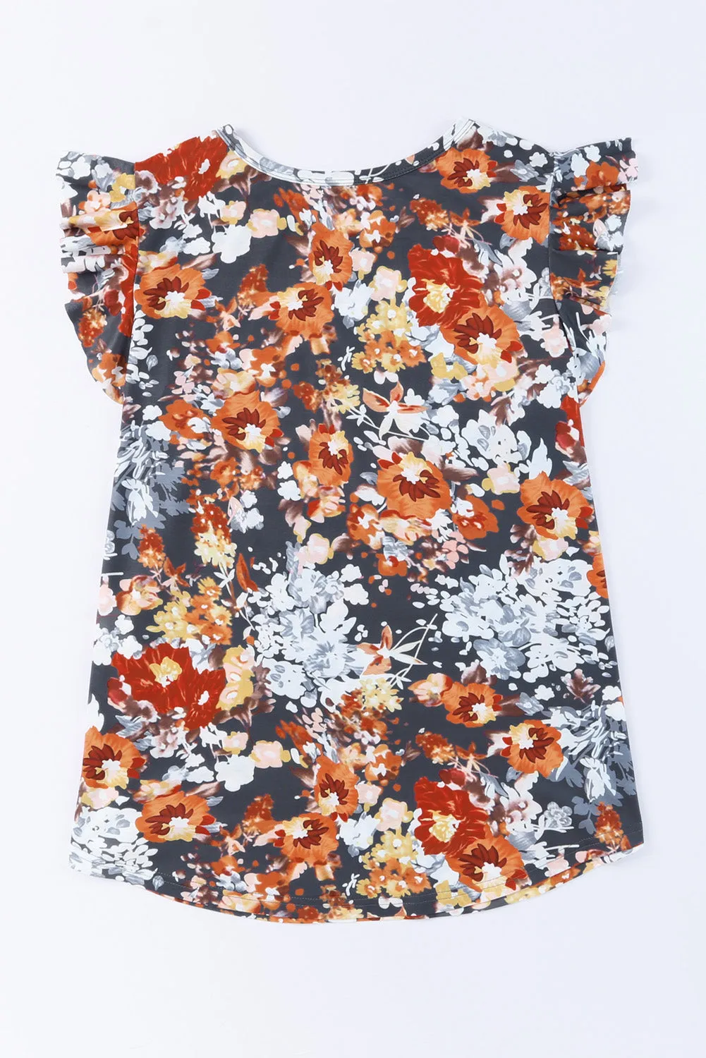 Vintage Floral Flutter Sleeve Plus Top