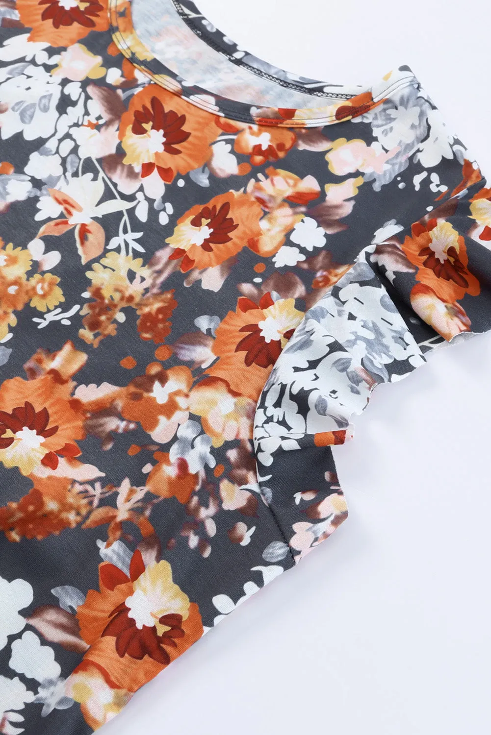 Vintage Floral Flutter Sleeve Plus Top