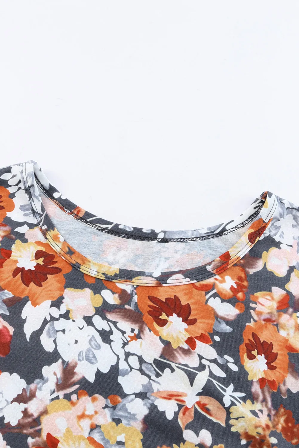 Vintage Floral Flutter Sleeve Plus Top