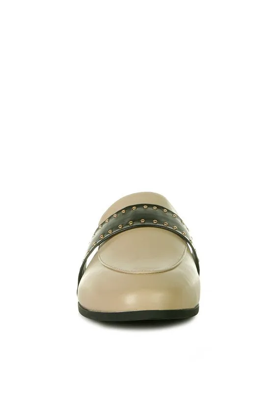 Walkout Faux Leather Studded Detail Mules
