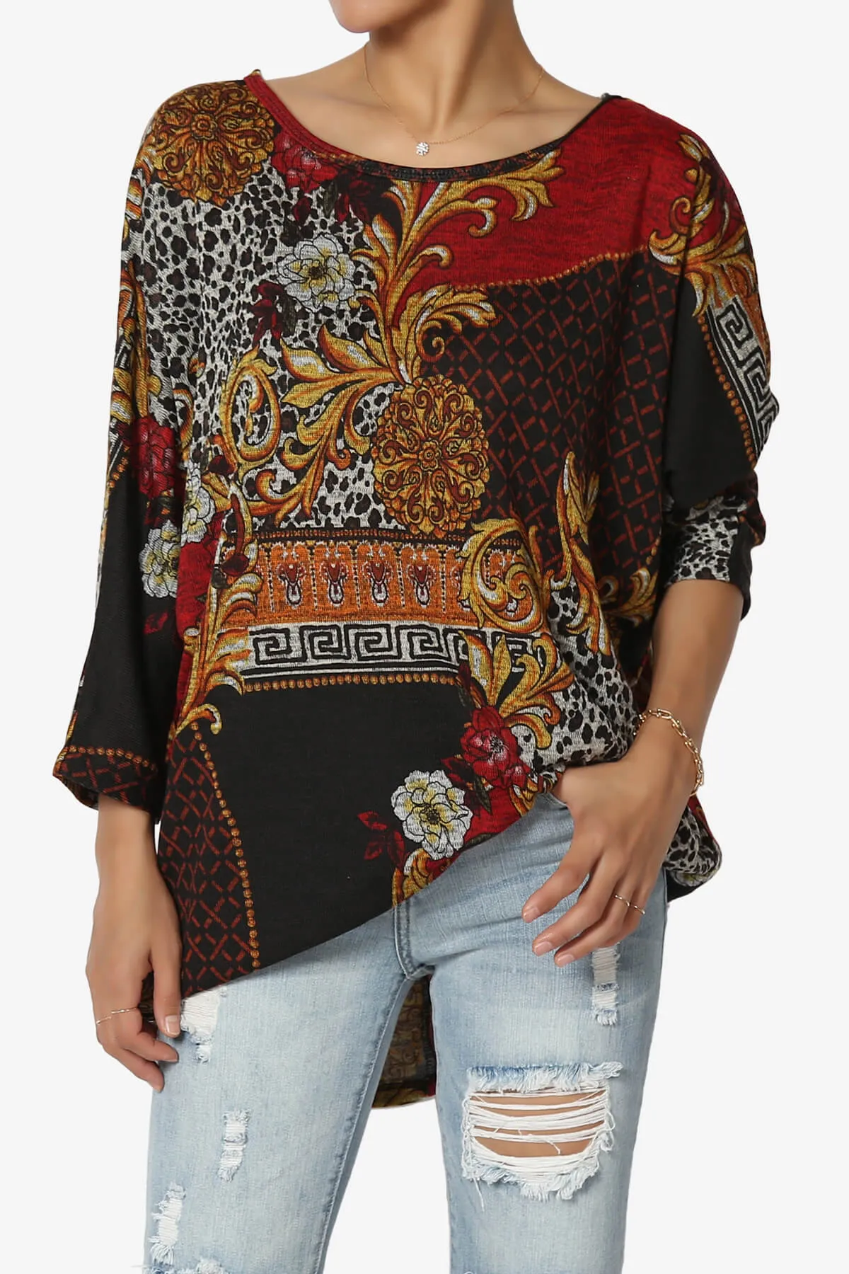 Wanda Printed Dolman Sleeve Top PLUS