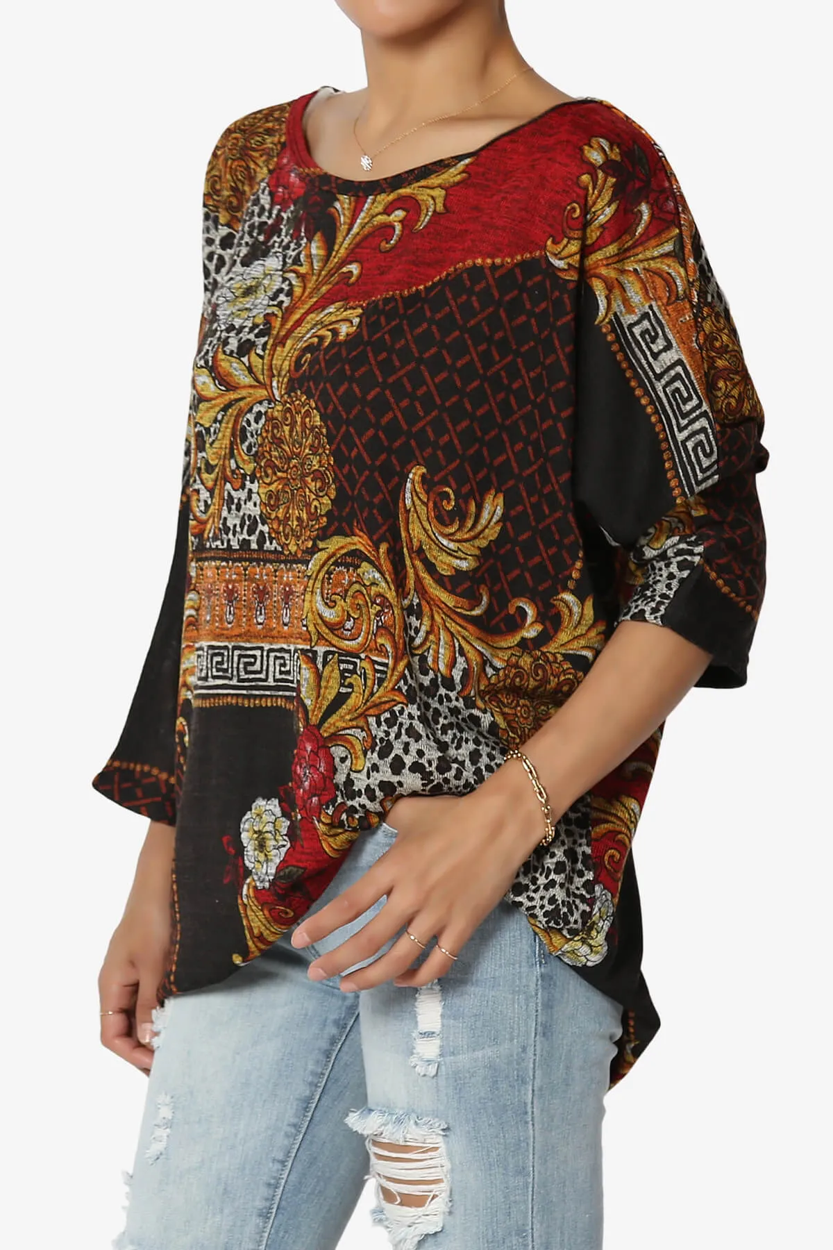 Wanda Printed Dolman Sleeve Top PLUS