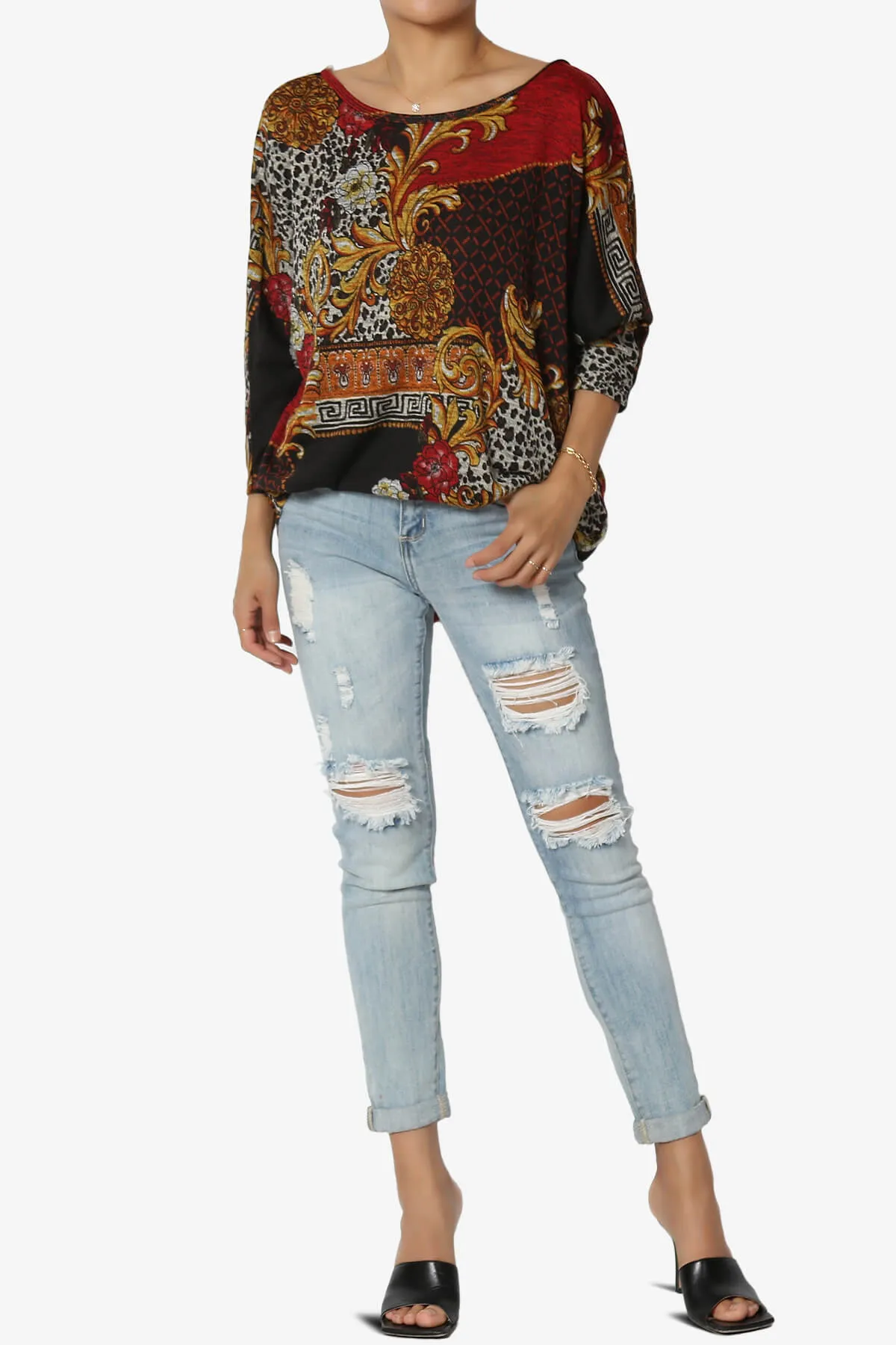 Wanda Printed Dolman Sleeve Top PLUS