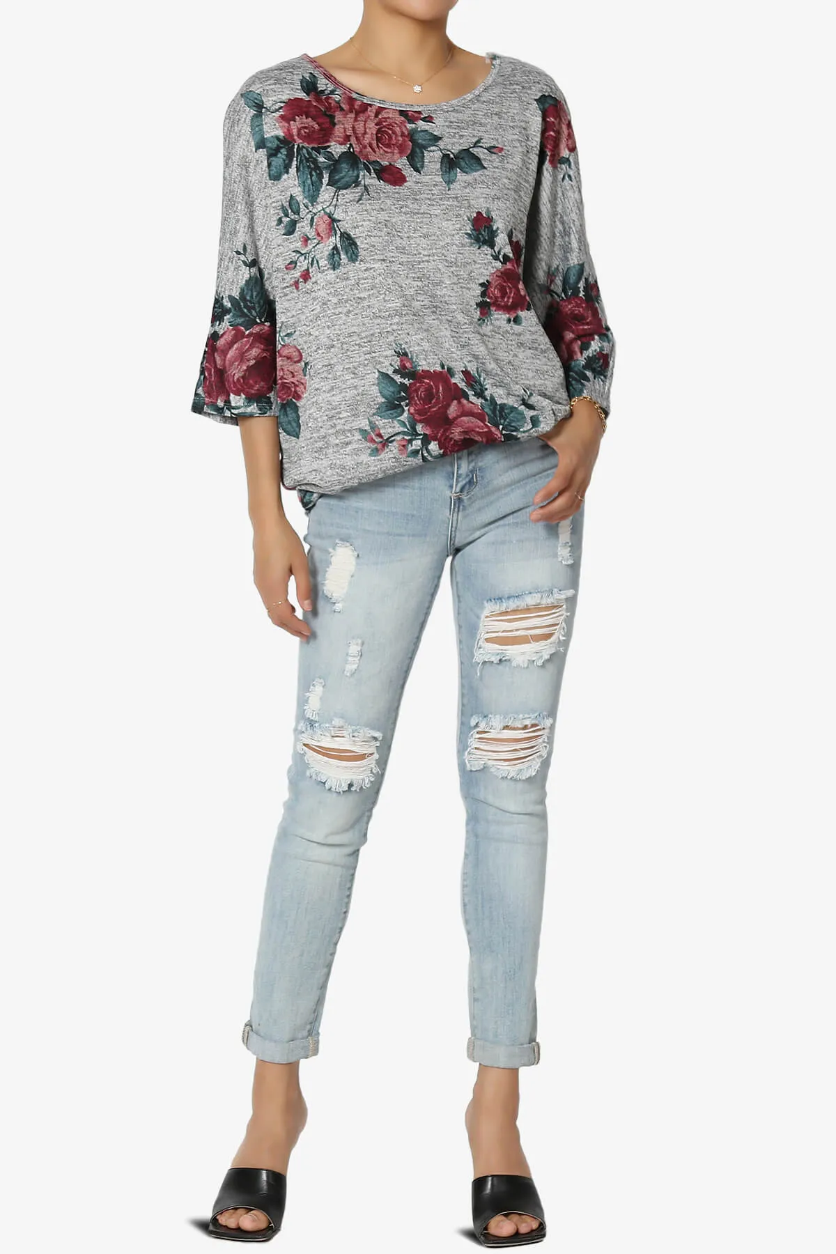 Wanda Printed Dolman Sleeve Top PLUS