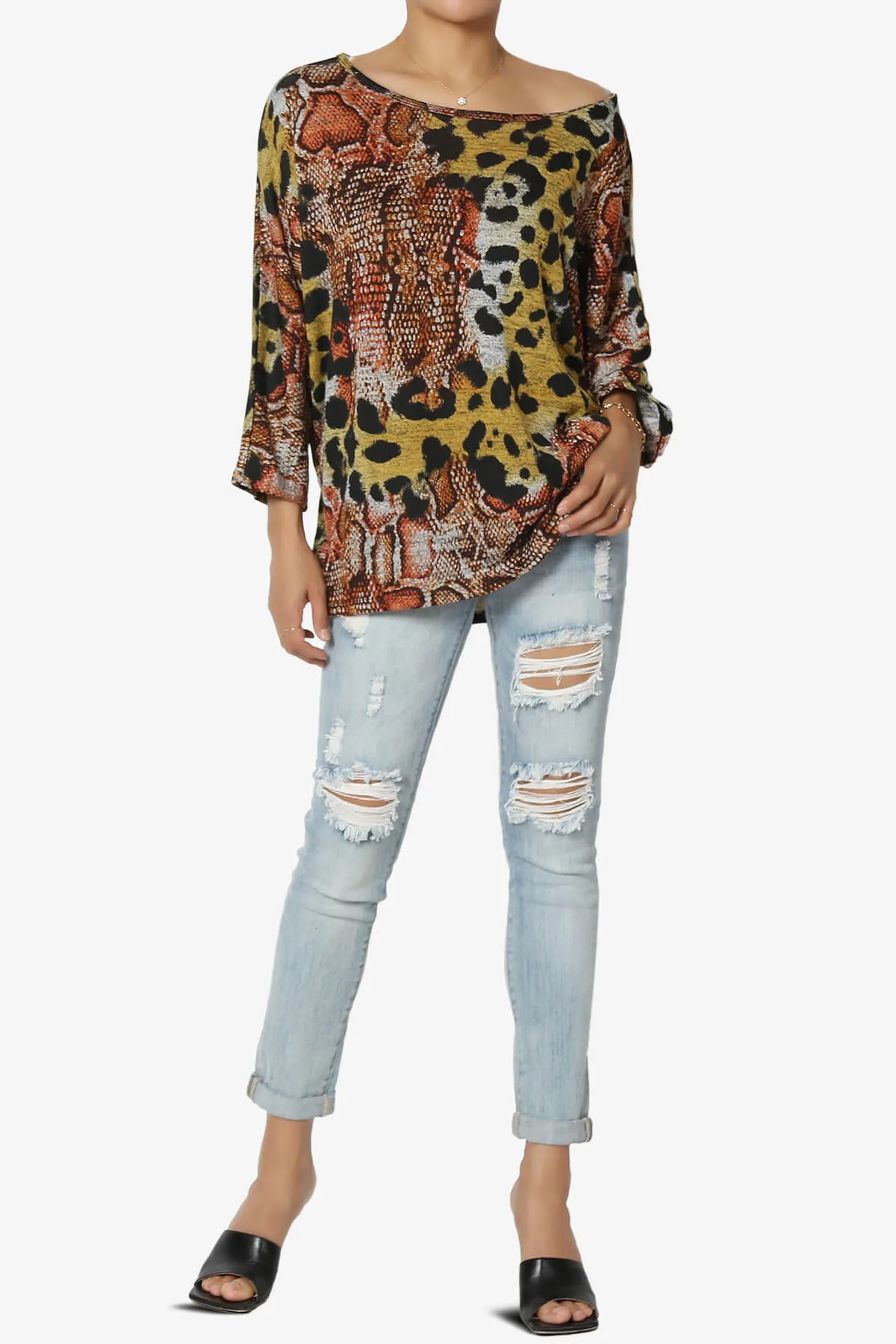 Wanda Printed Dolman Sleeve Top PLUS