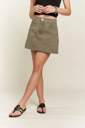Washed Casual Mini Skirt