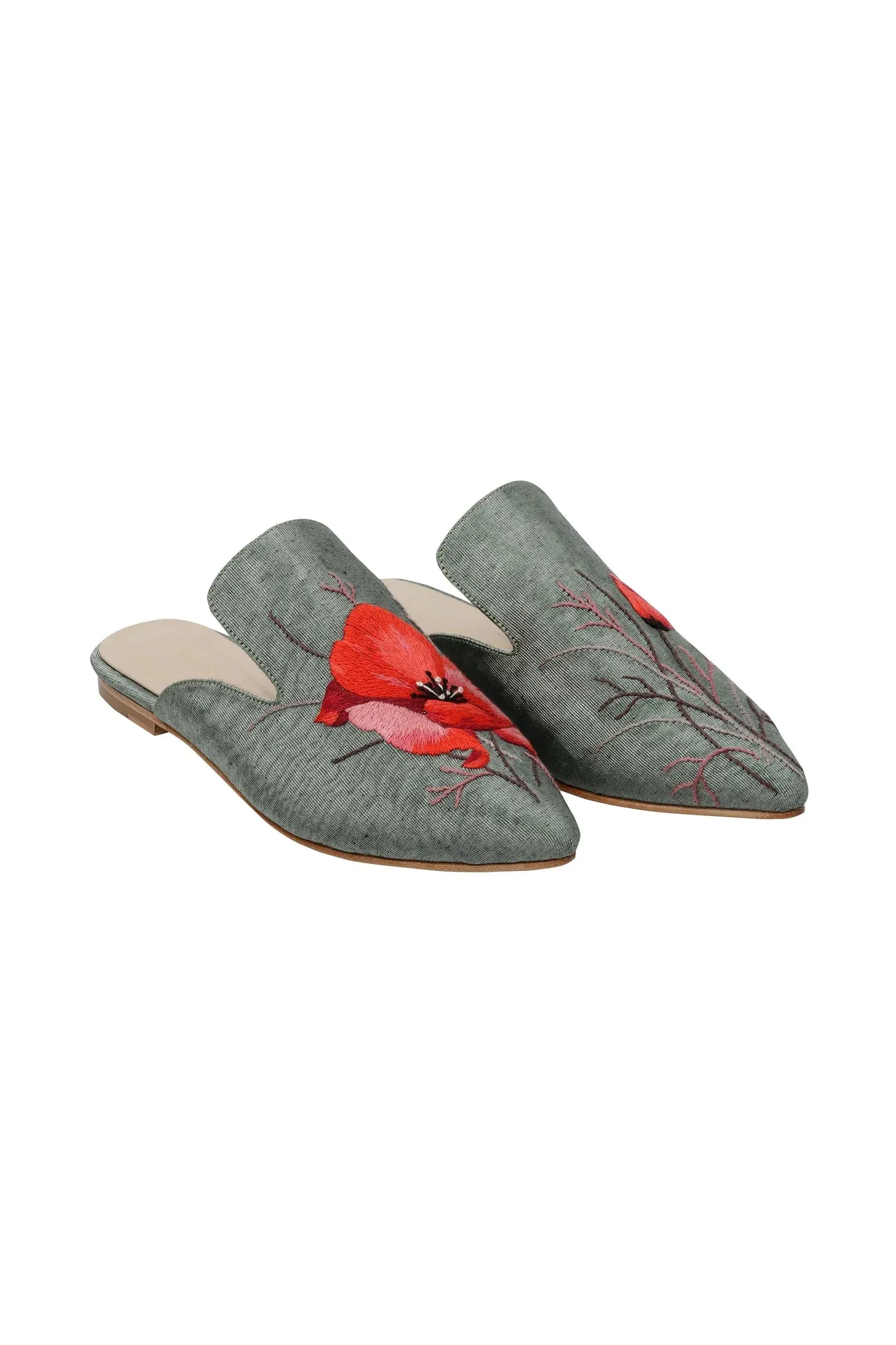 WHISPERING POPPIES - HAND-EMBROIDERED LIMITED EDITION MULES