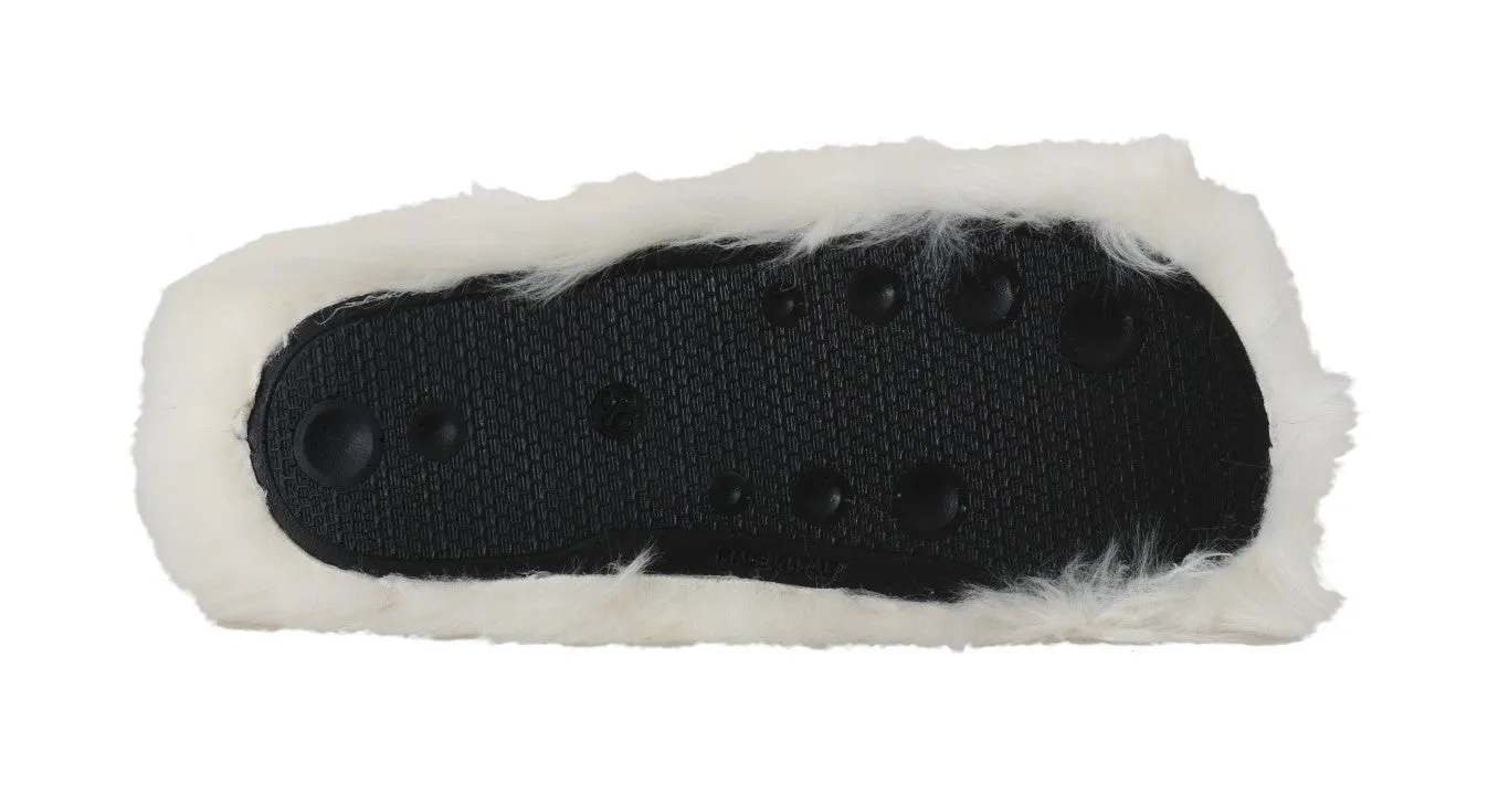 White Bear Faux Fur Mules Slippers