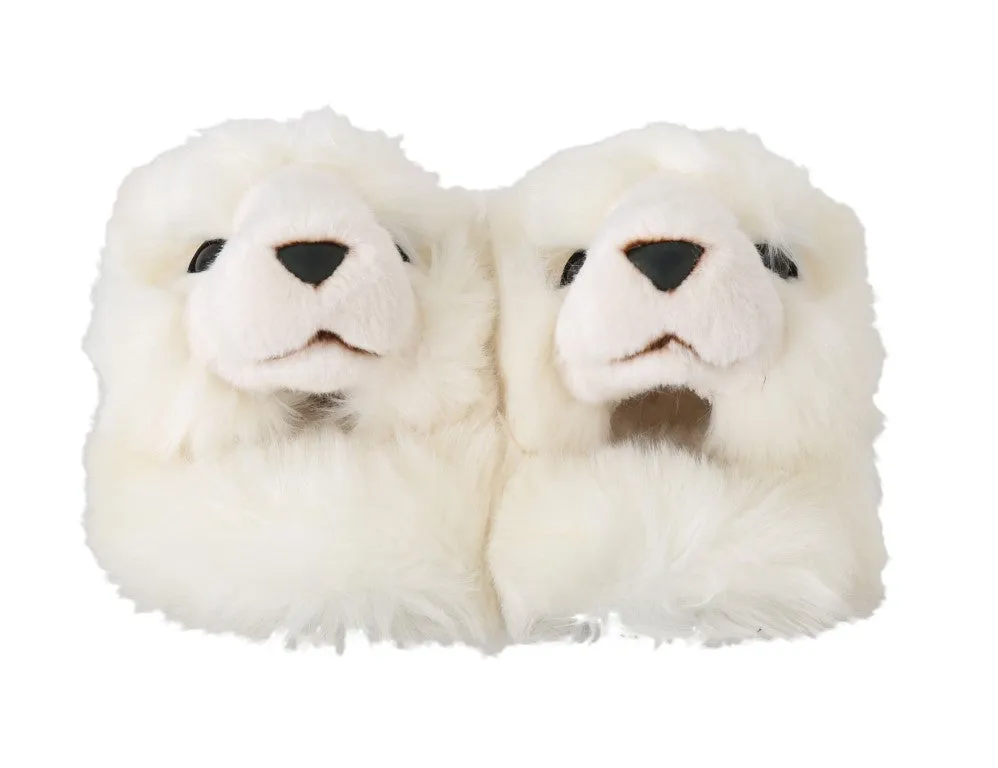 White Bear Faux Fur Mules Slippers