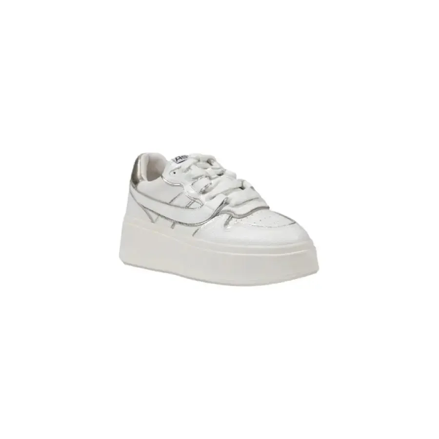 White Platform Sneaker with Silver Accents
