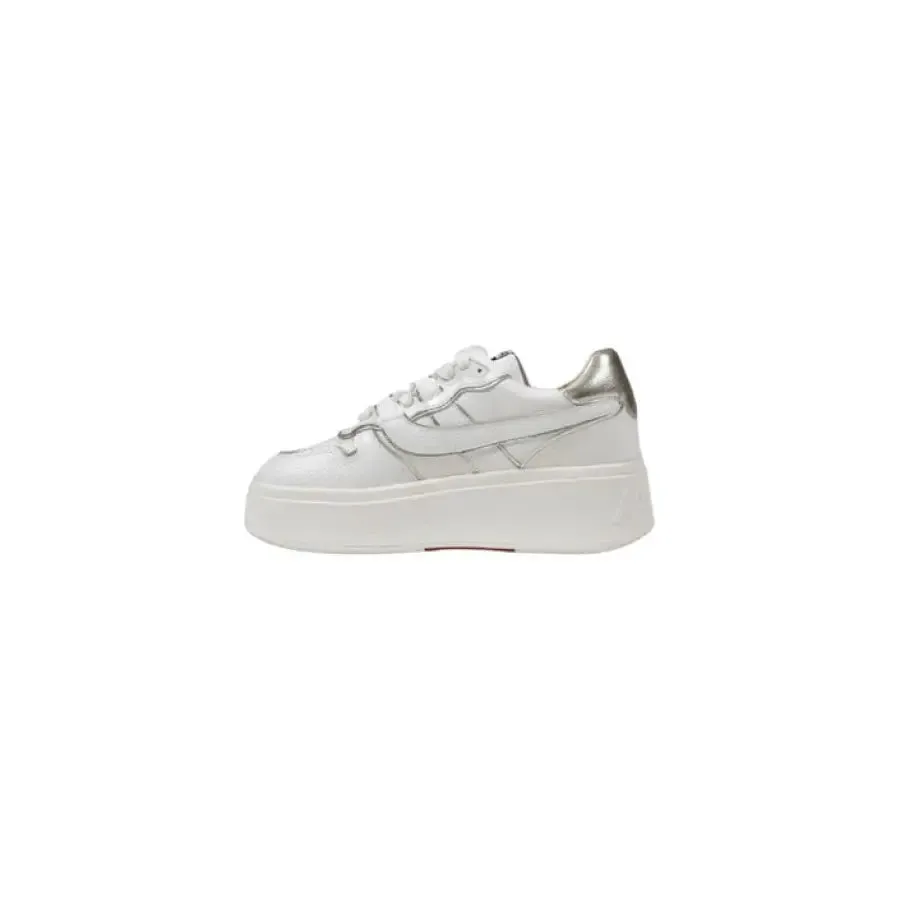 White Platform Sneaker with Silver Accents