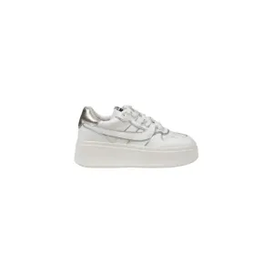 White Platform Sneaker with Silver Accents
