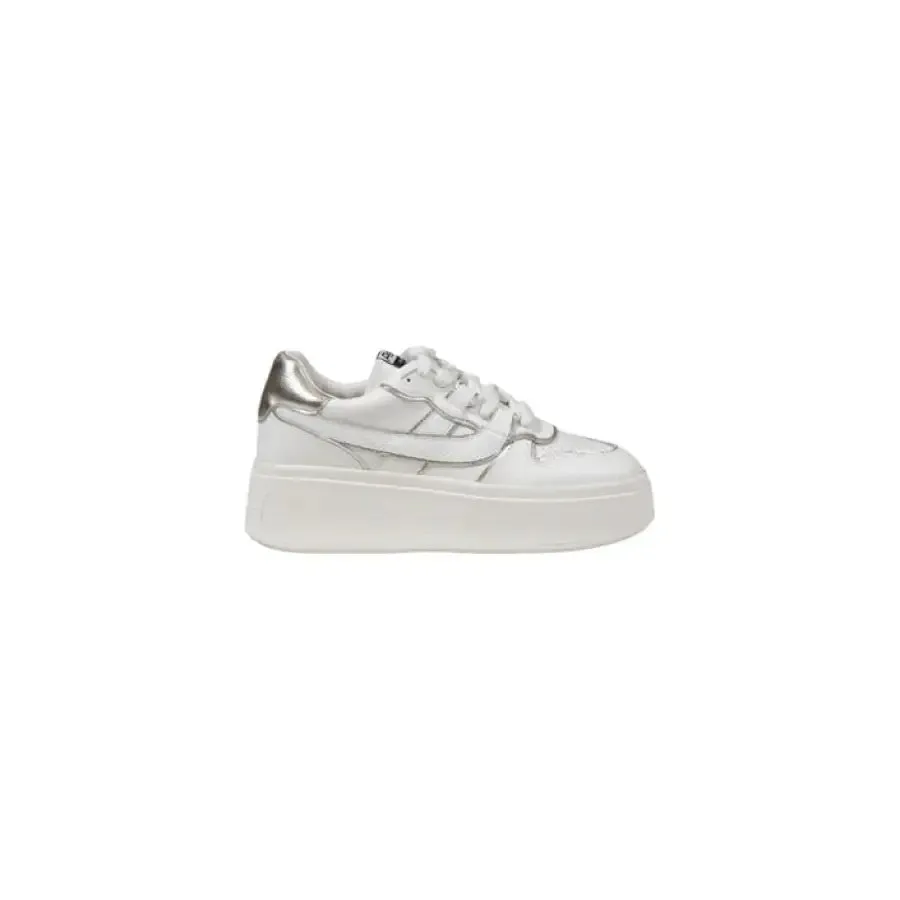 White Platform Sneaker with Silver Accents