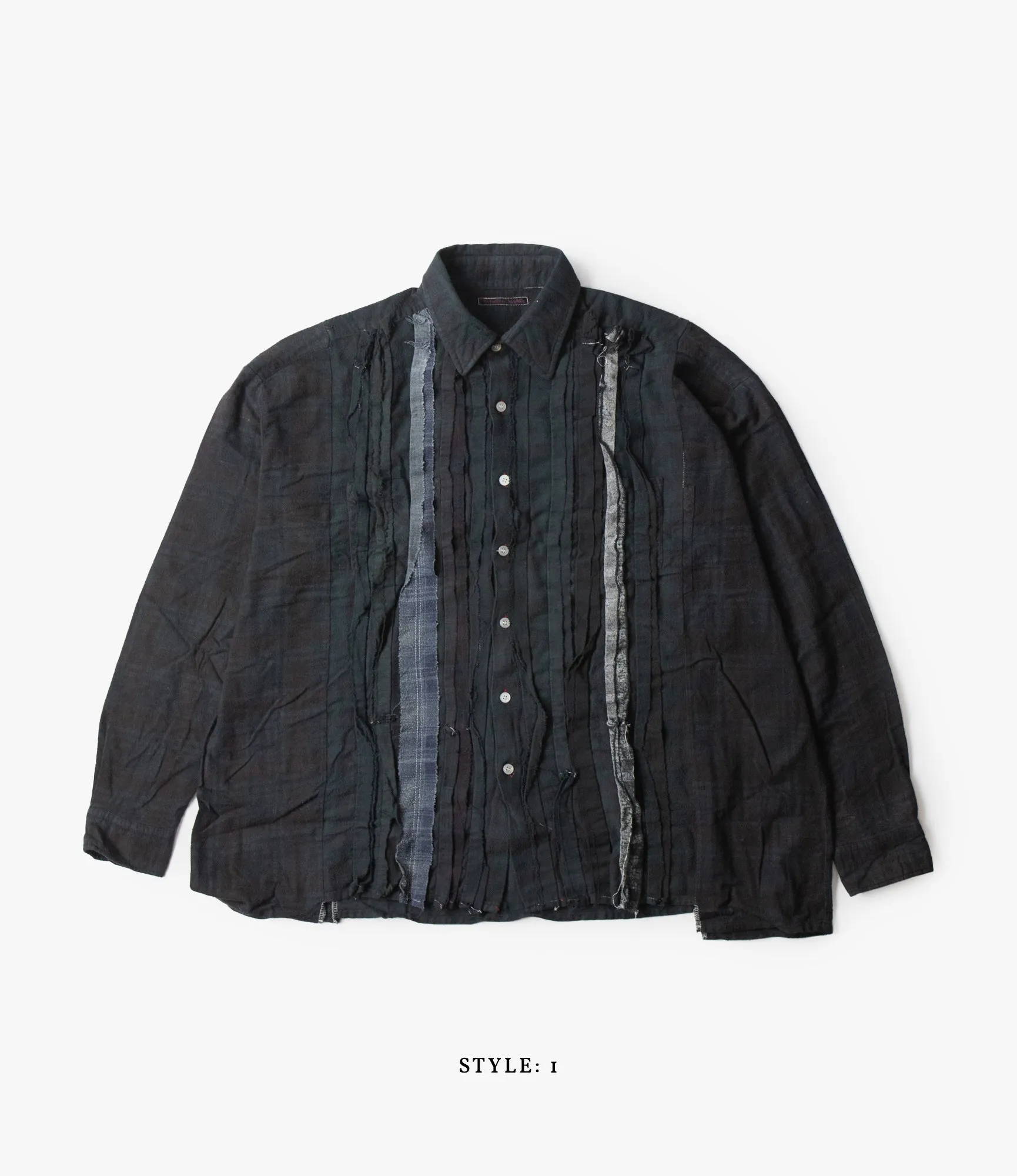 Wide Flannel Ribbon Shirt – Black Over Dye
