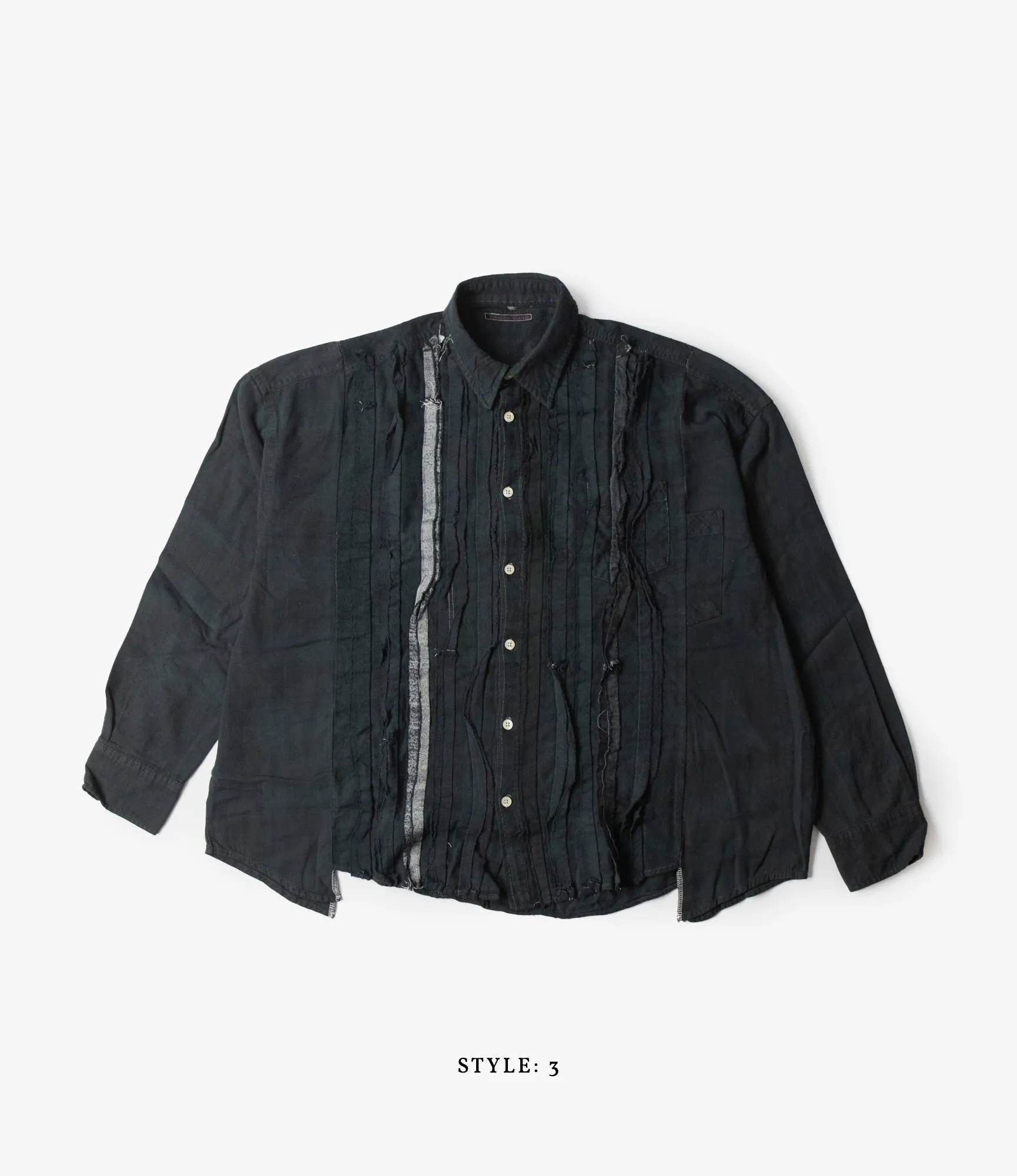 Wide Flannel Ribbon Shirt – Black Over Dye