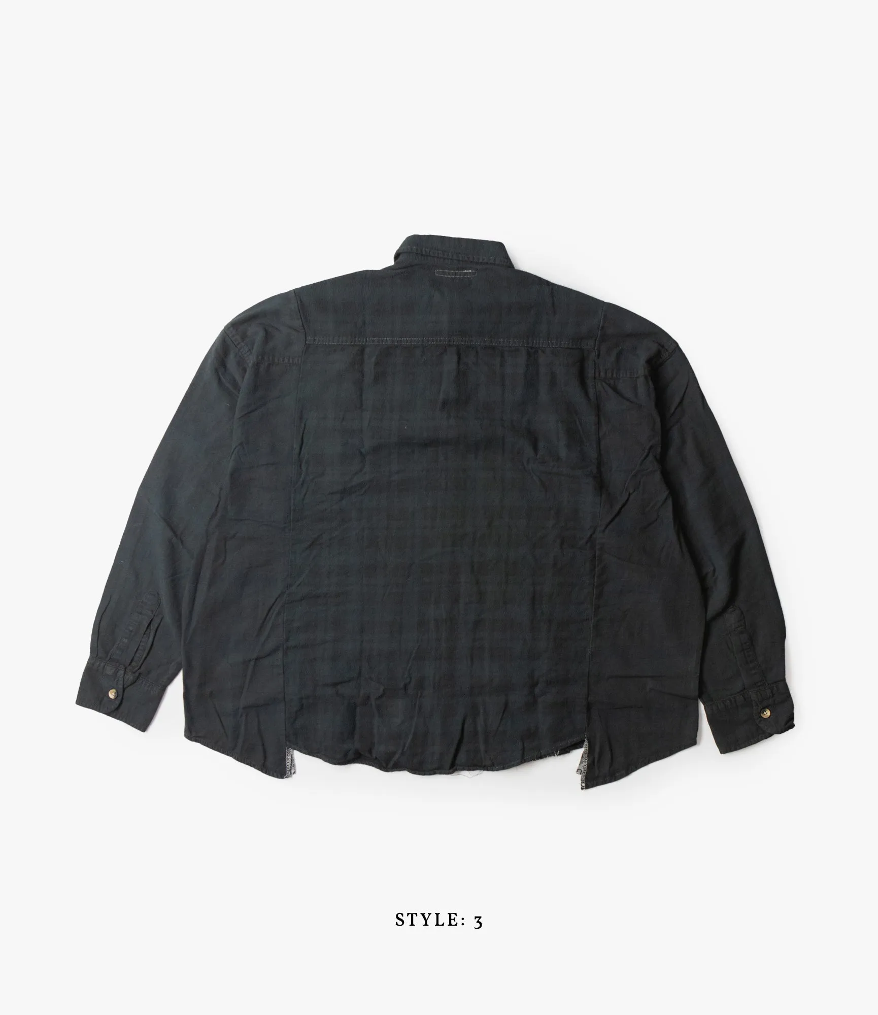 Wide Flannel Ribbon Shirt – Black Over Dye